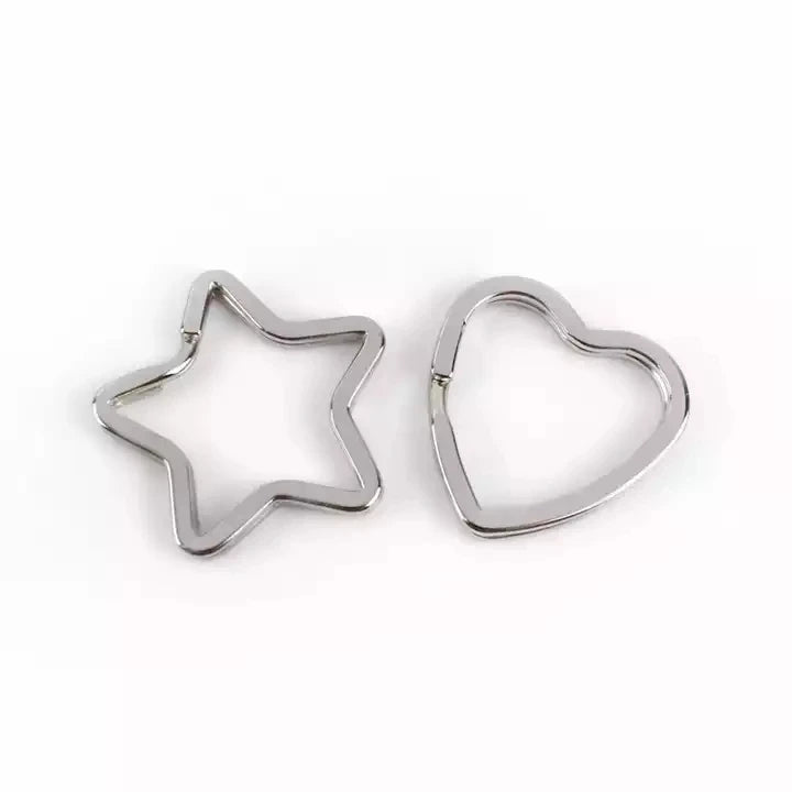 Meetee BF009 Wholesale Custom Design Keychain Five-pointed Star Key Ring Buckle Plated Alloy Love Heart Shaped Flat Key Rings
