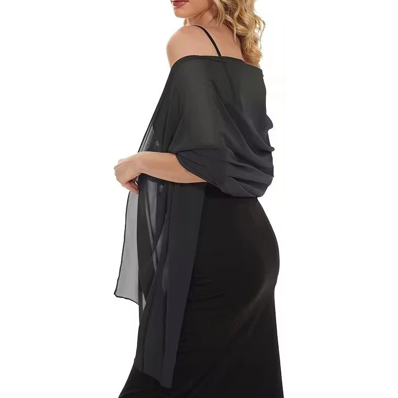 2025 New Satin Chiffon Polyester Scarf Sunscreen Shawl Beach Scarf Silk Scarf Black Wedding Shawl