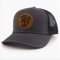 Wholesale Men's Sporty Cotton Trucker Hats with Waterproof 6 Panel Flat Brim Mesh Caps Featuring Letter Pattern Leather Patch