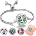 Stainless Steel Essential Oil Aromatherapy Diffuser Bracelet Adjustable Tree of Life Various Designs for Women Men