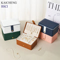 Hot Wholesale Factory Pink Travel Jewellery Storage Organizer Case Blue Green Custom Pu Leather Velvet Jewelry Box WIth Logo