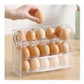 New Product Ideas 2022 Injection Molded PET Rectangle Auto Flip 30-Egg Tray Storage Bin Rack with Clear Design for Refrigerator