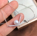 N411 6-7mm DIY Natural  Freshwater Pearl Charm Pendant Necklace Chain Accessory 925 Sterling Silver Jewelry for Women
