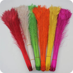 Cheap Sale White and Colorful Large Peacock Tail Feather for Carnival Dance Headdress Costumes Decoration