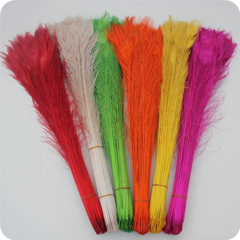 Cheap Sale White and Colorful Large Peacock Tail Feather for Carnival Dance Headdress Costumes Decoration