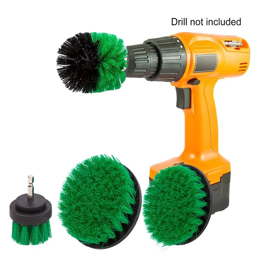 4pcs Medium Hardness Plastic Drill Detailing Cleaning Brush Set for Bathroom Tiles Scrubbing Car Clean