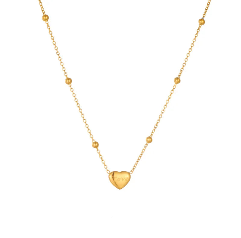 Nabest 18K Gold Plated Minimalist Heart Pendant Necklace PVD Stainless Steel Trendy Link Chain for Women's Wedding Jewelry
