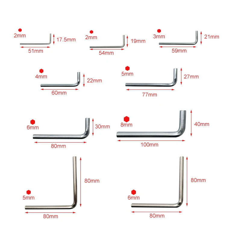 Supply L-Type Stainless Steel Wrenches Nickel-Plated Extended Allen Wrenches Black Hex Wrenches Hex Key Hardware Hand Tools