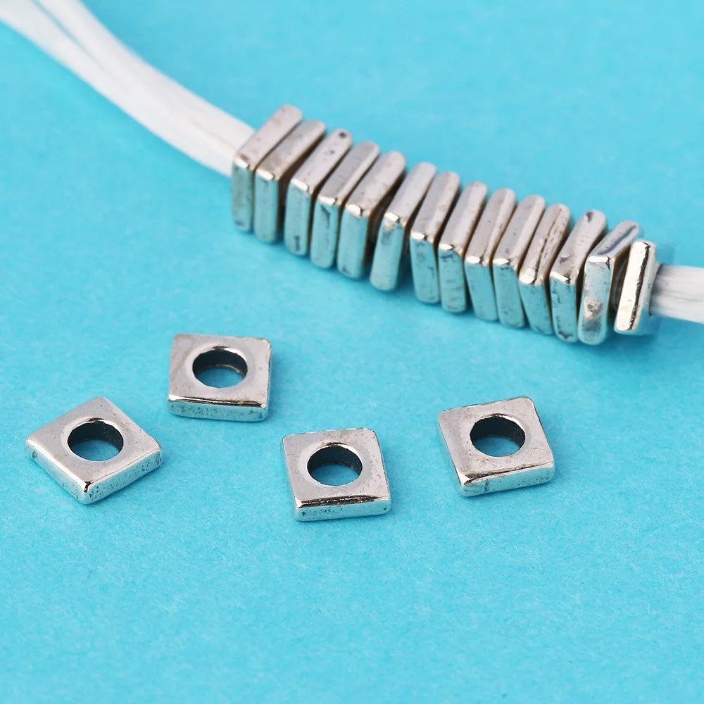Tiny Genuine 925 Sterling Silver Flat Square Spacer Beads for Accessories Diy Handmade Jewelry Findings