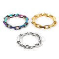 Personality Hip Hop Polished Reflection 18k Gold Plated Bracelets  Trendy Cuban Link Chain Male Bracelet