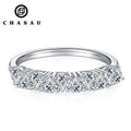 100% Silver 925 Sterling Rings White Gold Plated Trillion Cut 1.0ct 3x3mm Moissanite Half Eternity Bands Ring for Women Jewelry