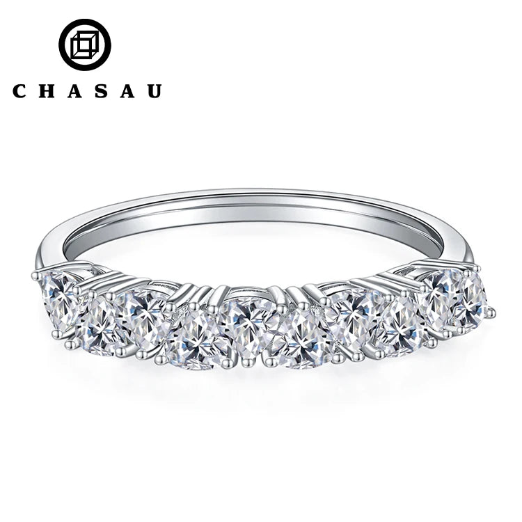 100% Silver 925 Sterling Rings White Gold Plated Trillion Cut 1.0ct 3x3mm Moissanite Half Eternity Bands Ring for Women Jewelry