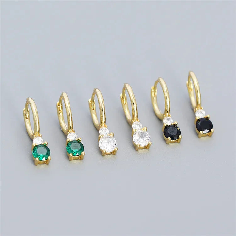 SP French Style Geometric Drop Earrings Jewelry S925 Sterling Silver Zircon Drop Earring Women