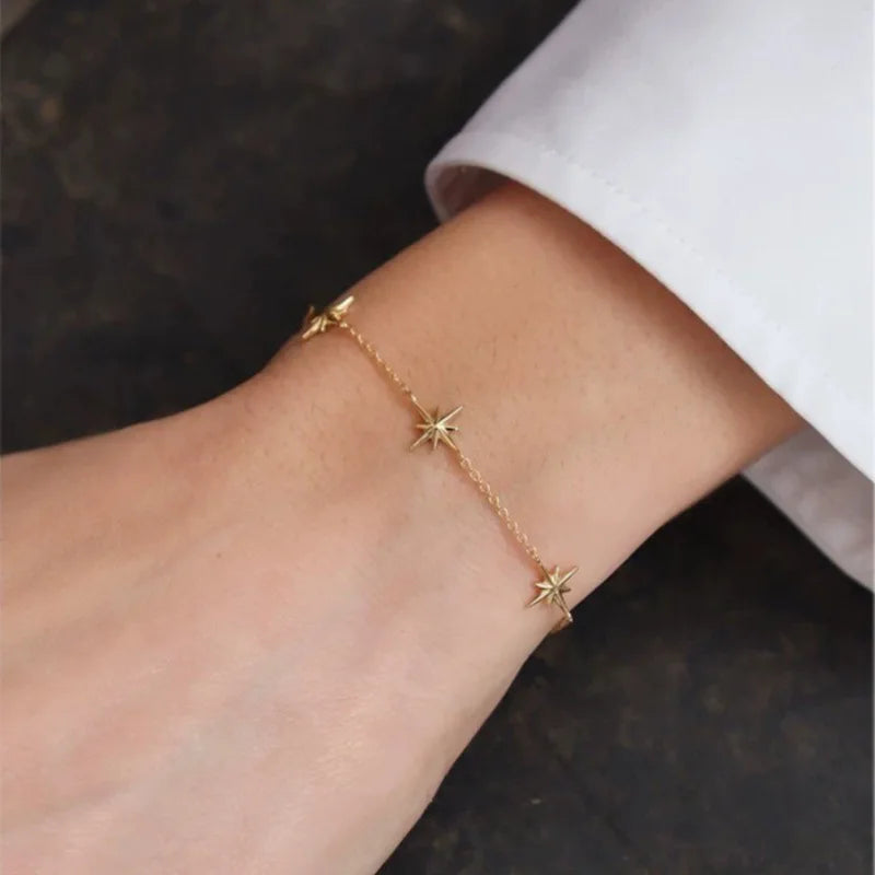 Romantic Starlink Charm Bracelet for Women Fashion Simple Sweet Light 925 Sterling Silver Jewelry Gold Plated for Parties Gifts