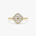 Dainty Floral Shape Jewelry 18k Gold Plated 925 Sterling Silver Cz Diamond Lucky Clover Ring for Women