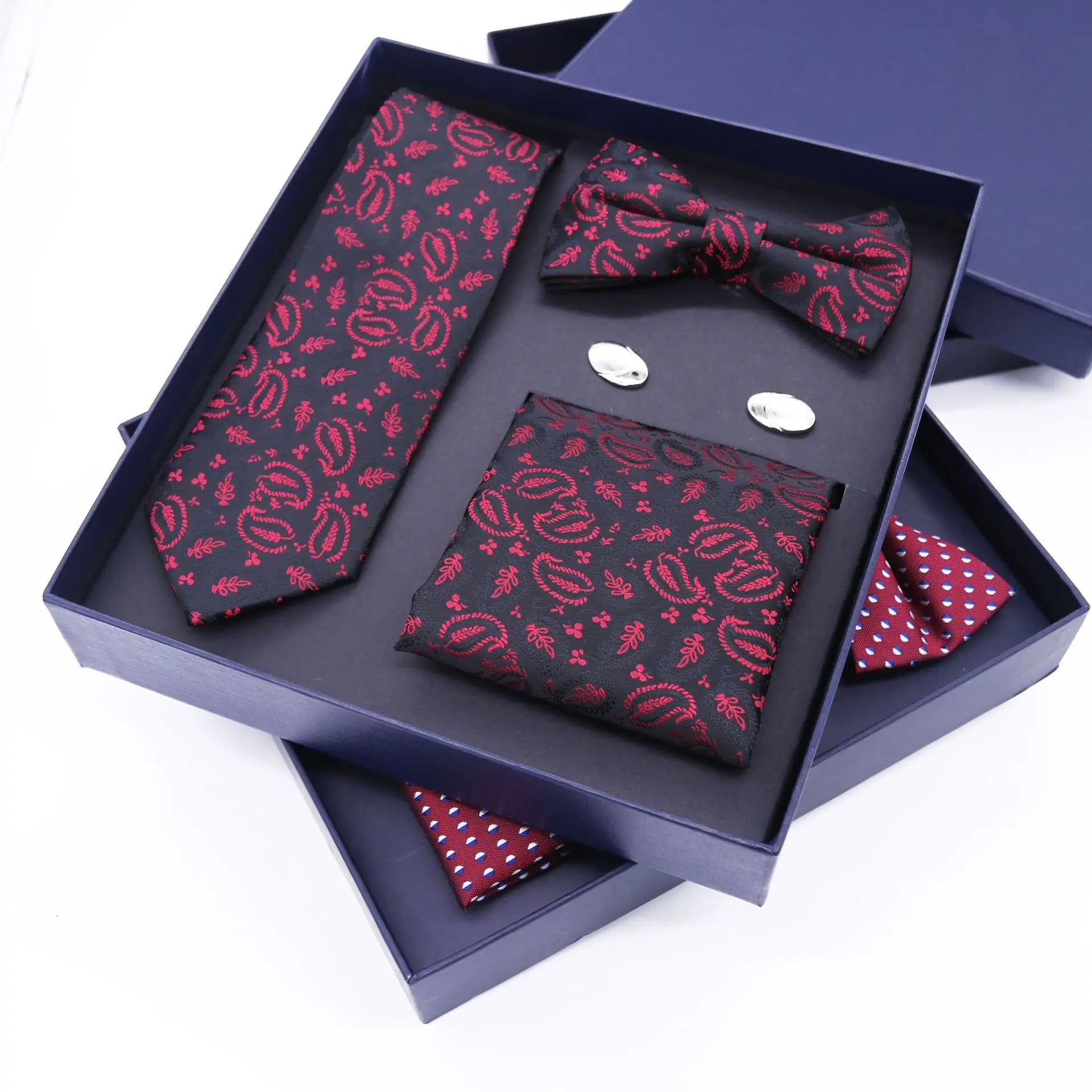 Men's Business Dress Evening Tie Gift Box Fashion Tie+Square Scarf Combination+Bowtie Set