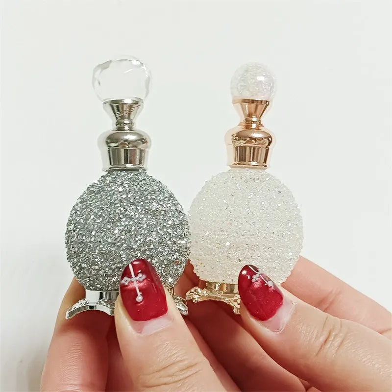15ml European Middle East Dubai Metal Alloy Patented Jewelry Stones Perfume Bottle Empty Glass Essential Oil Attar Bottle