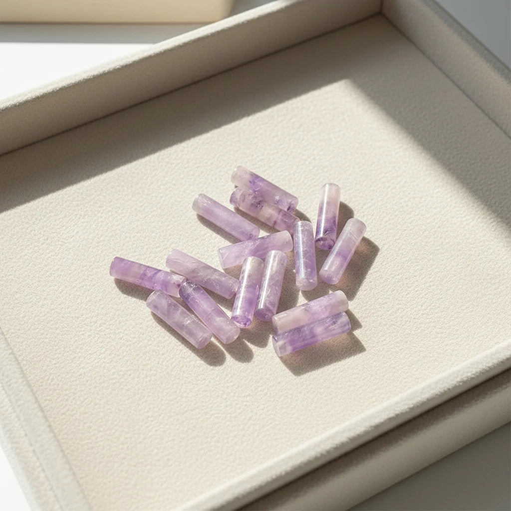Custom-made Cracked Amethyst Special-process Gemstone Drilled Gemstone Natural Loose Gemstone Cylinder Gemstone Supplier