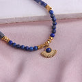 Vintage Fashion Jewelry Handmade Colorful Natural Tourmaline Gemstone Boho Beaded Metal Pendant Necklace for Women