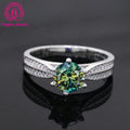 Wholesale Moissanite Rings 925 Sterling Silver Wedding Engagement Ring Round Brilliant Cut Green 3 Carat Moissanite Ring MegaBDM