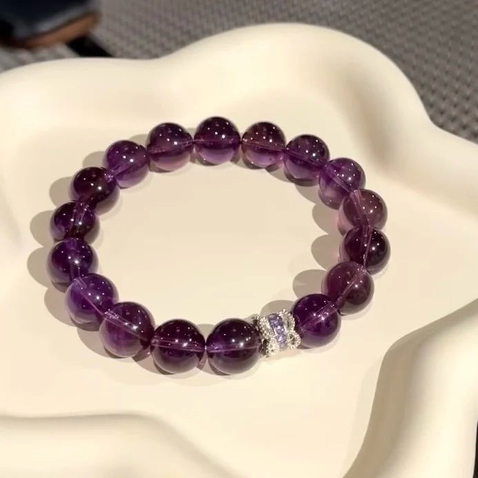Natural Amethyst Bracelet Crystal Purple Grape East Gas Simple Elegant Design