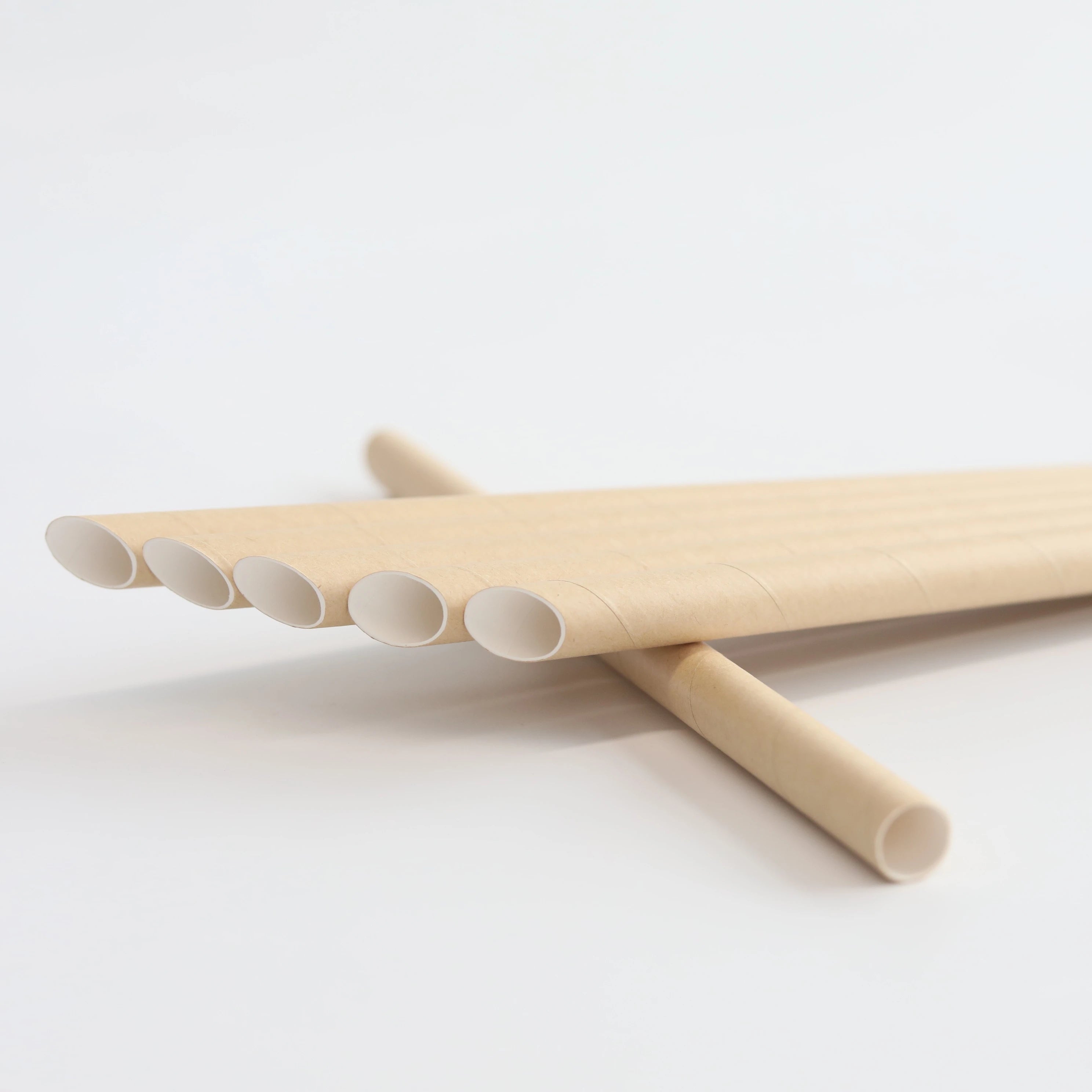 Eco Friendly 12mm Kraft Brown Sharp End Bubble Tea 4 Layers More Stronger Paper Straws