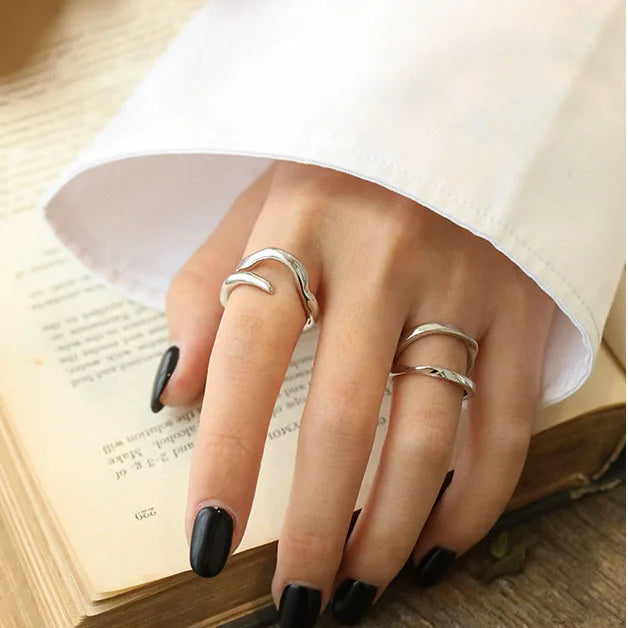 Geometry New Design S925 Sterling Silver Simple Style Irregular Ringent Finger 925 Silver Ring for Women CJ087