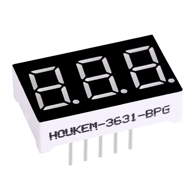 Houkem-3631-ASR 11-Pin Red Cathode 0.36\" 3-Digit LED Seven Segment Digital Display with SDK Function for Posters