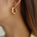 18k Gold Plated Twisted Hoop Stud Earring Round Circle Women Needle Rope Circle Thick Rope Twisted Hoop Earring