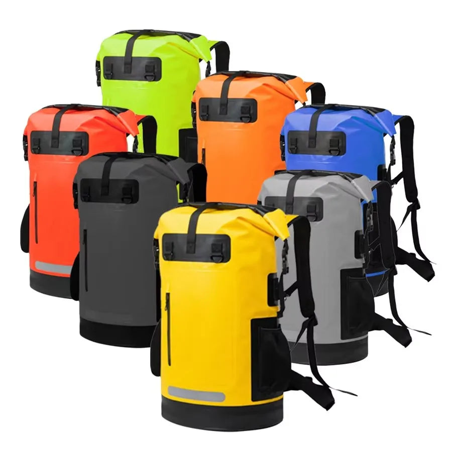 IPX6 Multifunction Camping Hiking 30L Ocean Pack 500D PVC Tarpaulin Kayaking Boating Roll Top Dry Bag Waterproof Backpack