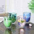 Hot Sale Double Wall Glass Cup Colorful Handmade High Coffee Double Layer Glass Cup Wholesale Tea Coffee Mug