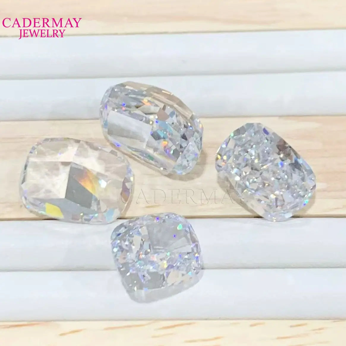 8A Quality Long Cushion Cut Cubic Zirconia 6x7mm to 12*16mm White Color Crushed Iced Cut Synthetic CZ Gemstones Loose