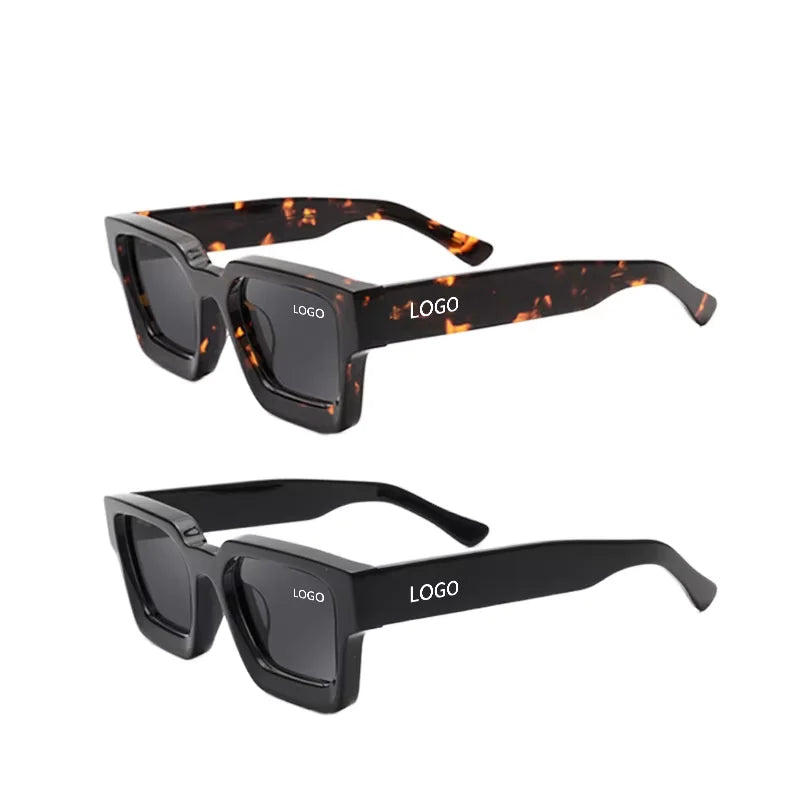 Custom Logo 2026 High Quality Thick Frame Acetate Sunglasses Oversized Rivet Square Sunglasses Men Women