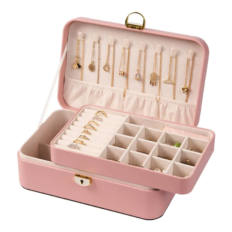 Luxury  Travel Storage Box Jewelry Packaging Ring Earring Necklace Bracelet Chain Storage Box