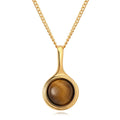 2024 Retro Light Luxury Natural Tiger's Eye Stone Pendant Necklace Women Jewelry Custom Factory Wholesale