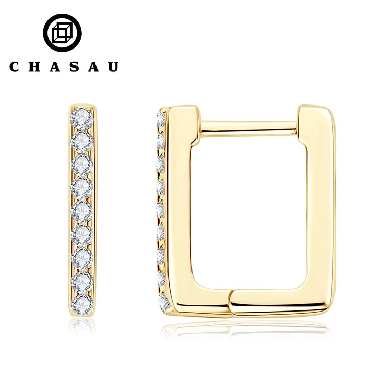 Latest Design 1.5mm Moissanite S925 Sterling Silver Rectangular Earrings for Men and Women