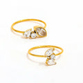 Joolim High-End Stainless Steel 3-Zircon Ring 18K Gold Plated Irregular Abstract Design Bezel Setting Trendy Unisex Anniversary MegaBDM