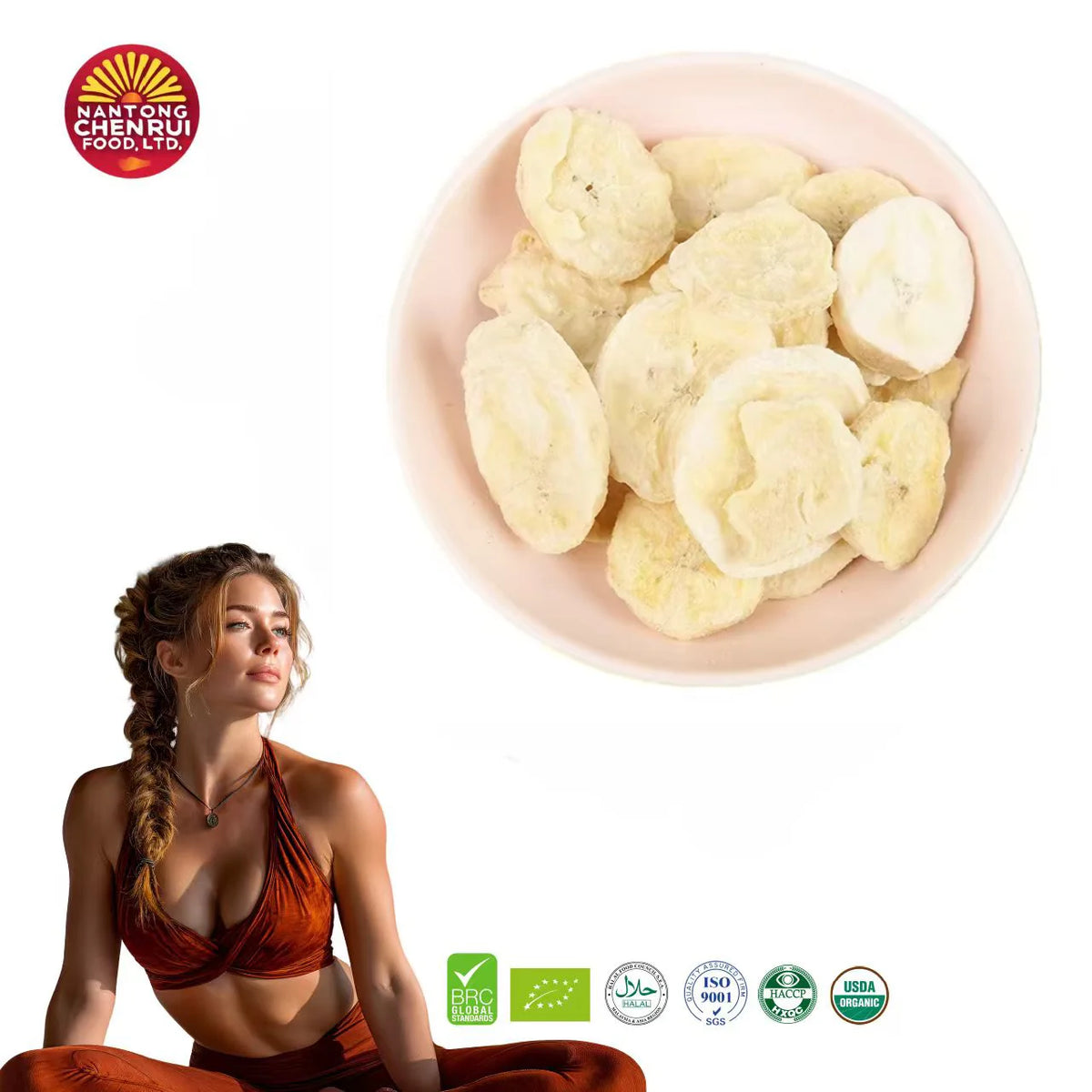 Factory Wholesale Bulk 100% Natural Freeze Dried Organic Banana Slices OEM Preserved Snack Chips for Baking MegaBDM