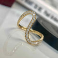 Ruyi Fashion Jewelry Wholesale 18K Gold Dancing Wave Diamond Ring Set for Wedding Engagement Gift Party Anniversary