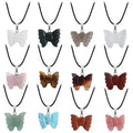 Wholesale Natural Stone Hand Engraving Butterfly Crystal Pendant Raw Stone Crystal Necklace for Women Gemstone Jewelry