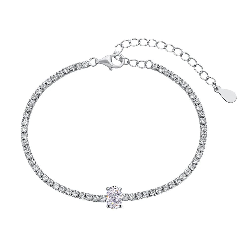 Dylam Trendy in Stock No Moq Rhodium Plated 5A Cubic Zirconia Classic Fashion Tennis Bracelet Charm Bracelets for Women