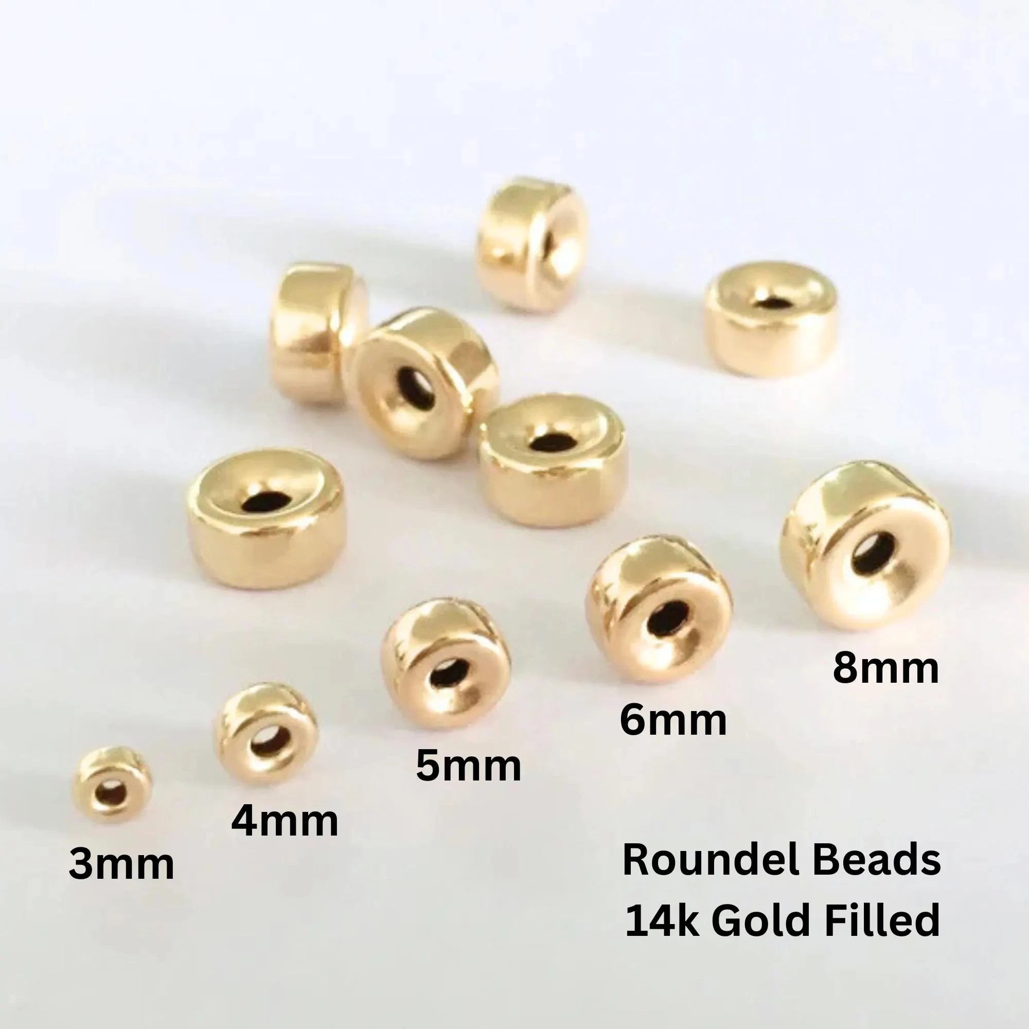 GP US Smooth Rondelle Spacer Beads 14k Gold Filled Permanent Jewelry Chains Findings 14k Gold Fill Wholesale