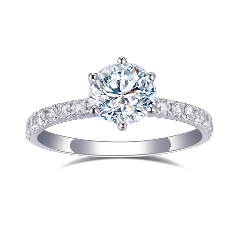 Messi Jewelry MSR-537 18K White Gold 0.85CT VVS1 Round Engagement Wedding Lab Diamond Ring