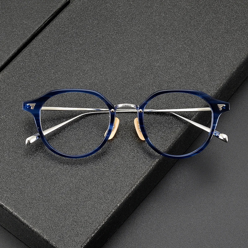 COM-573 Strip Acetate Titanium Simplicity Optical Frame Fashion High Quality Spectacles Eyeglasses Men Women