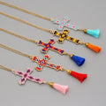 Personality Retro Pattern Cross Miyuki Seed Beads Handmade Beaded Necklace Women