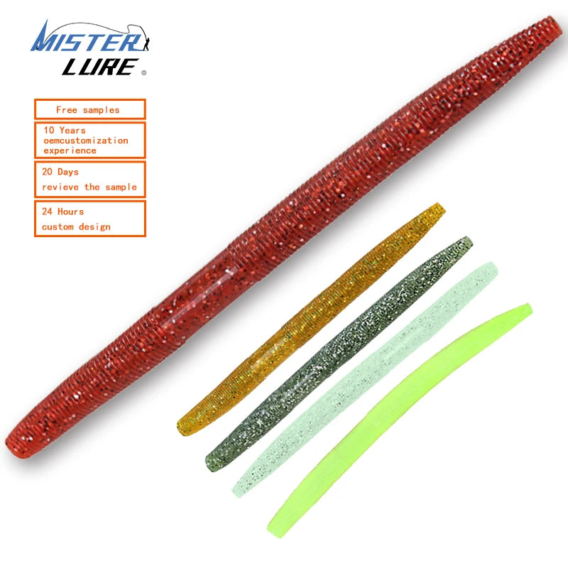 MISTER LURE Noodleworm Bait Lollipop Bionic Soft Lure 3 "4" Earthworm Mealworm Soft Lure
