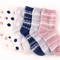 Thermal Thicken Custom logo Soft Big Fashion Warm Winter Coral Fleece Stripe Dot Sneaker Fuzzy Fluffy Winter Women's Socks