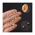 ERESI 16G Titanium Steel Thick Opal Screw Stud Earrings Flow Zircon Ear Bone Jewelry Spot Climbers Piercing Earrings