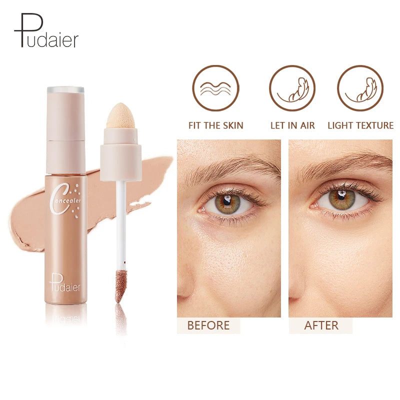 Wholesale Double-end Liquid Concealer with Sponge Brush OEM/ODM Moisturizing Waterproof Full Coverage Concealer Makeup