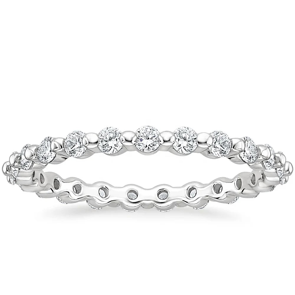 OAHLAN Luxury Jewelry 925 Sterling Silver Rings Stackable Rings Full VVS1 Moissanite Wedding Band for Women Wife